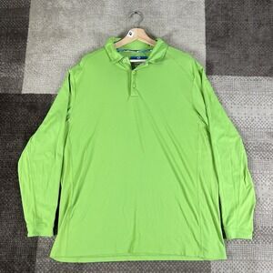 IBKUL Icefil Neon Green Men`s Size L Long Sleeve Golf Polo‎ Shirt #5511